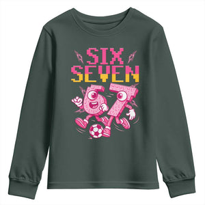 Funny Gen Z Alpha Gift Youth Sweatshirt Six Seven Meme Soccer Lover TS12 Dark Forest Green Print Your Wear