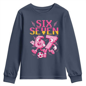 Funny Gen Z Alpha Gift Youth Sweatshirt Six Seven Meme Soccer Lover TS12 Navy Print Your Wear