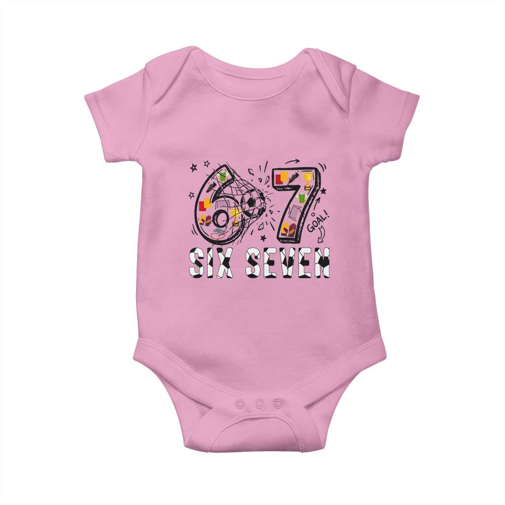 Six Seven Meme Soccer Lover Baby Onesie Funny Gift For Gen Z TS12 Light Pink Print Your Wear