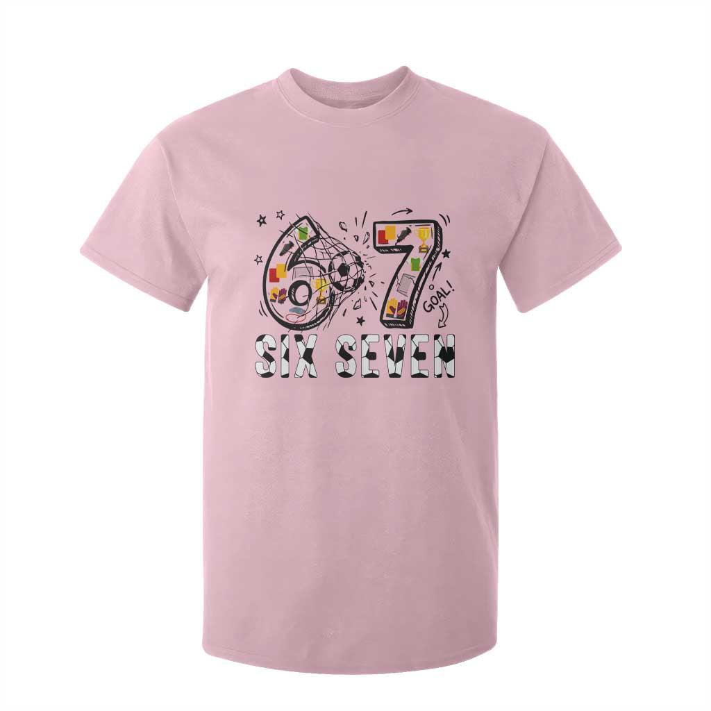 Six Seven Meme Soccer Lover T Shirt For Kid Funny Gift For Gen Z TS12 Light Pink Print Your Wear