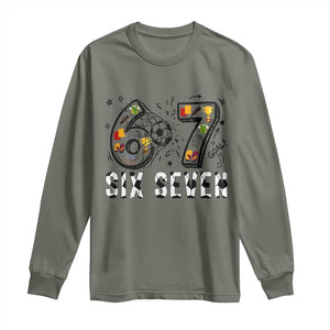 Six Seven Meme Soccer Lover Long Sleeve Shirt Funny Gift For Gen Z TS12 Military Green Print Your Wear