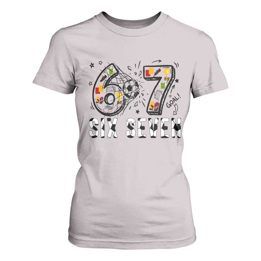 Six Seven Meme Soccer Lover T Shirt For Women Funny Gift For Gen Z TS12 Ice Gray Print Your Wear