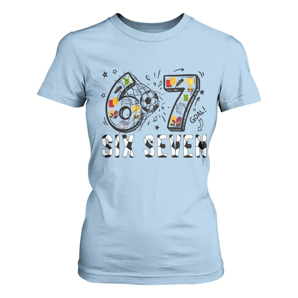 Six Seven Meme Soccer Lover T Shirt For Women Funny Gift For Gen Z TS12 Light Blue Print Your Wear