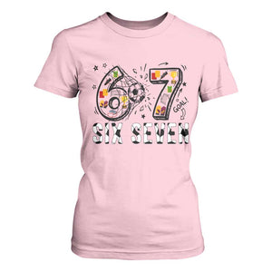 Six Seven Meme Soccer Lover T Shirt For Women Funny Gift For Gen Z TS12 Light Pink Print Your Wear