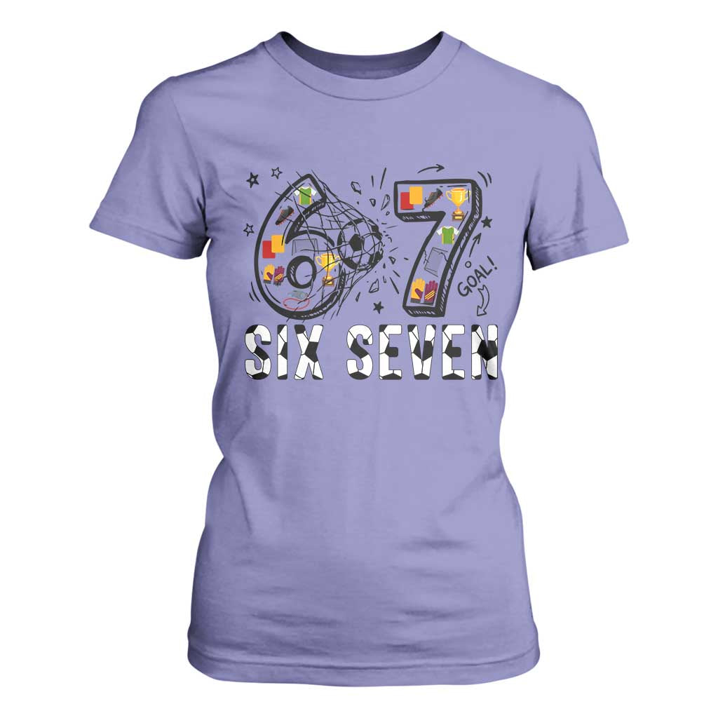 Six Seven Meme Soccer Lover T Shirt For Women Funny Gift For Gen Z TS12 Violet Print Your Wear