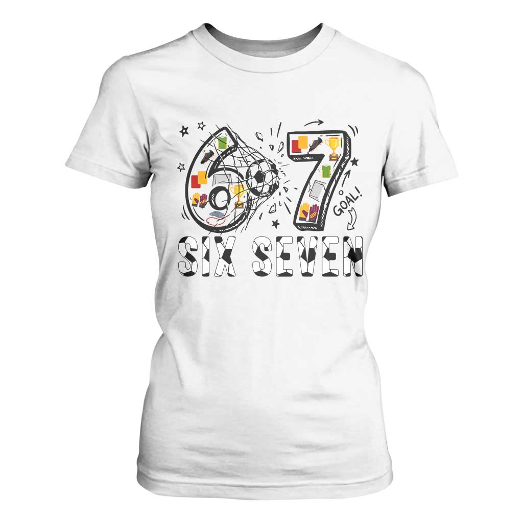 Six Seven Meme Soccer Lover T Shirt For Women Funny Gift For Gen Z TS12 White Print Your Wear