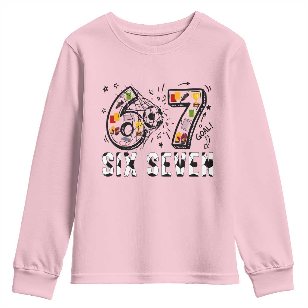 Six Seven Meme Soccer Lover Youth Sweatshirt Funny Gift For Gen Z TS12 Light Pink Print Your Wear