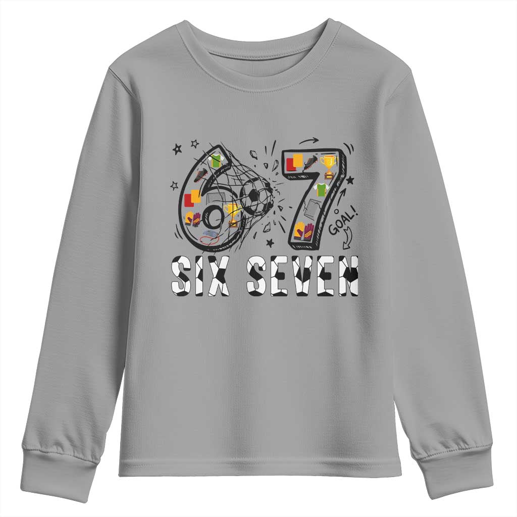 Six Seven Meme Soccer Lover Youth Sweatshirt Funny Gift For Gen Z TS12 Sport Gray Print Your Wear