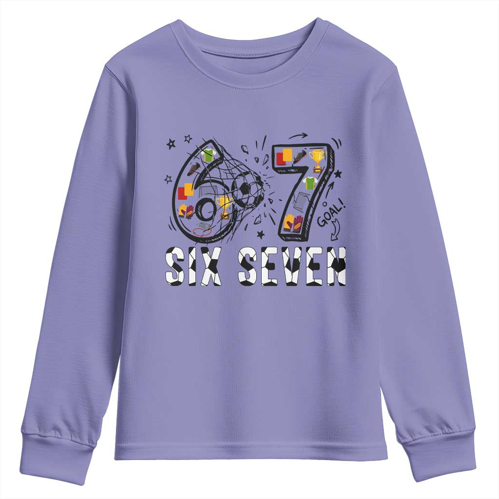 Six Seven Meme Soccer Lover Youth Sweatshirt Funny Gift For Gen Z TS12 Violet Print Your Wear