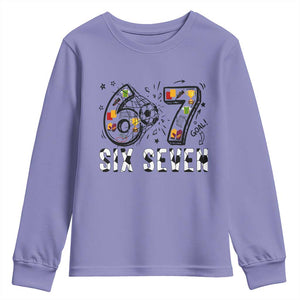 Six Seven Meme Soccer Lover Youth Sweatshirt Funny Gift For Gen Z TS12 Violet Print Your Wear