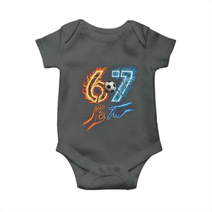Funny Soccer Lover Baby Onesie Six Seven Meme Trending Gift TS12 Dark Heather Print Your Wear