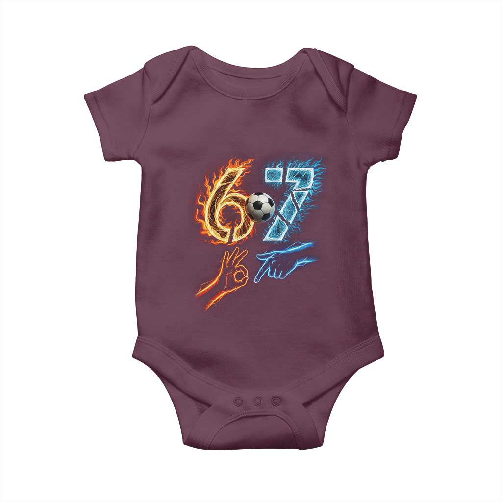 Funny Soccer Lover Baby Onesie Six Seven Meme Trending Gift TS12 Maroon Print Your Wear