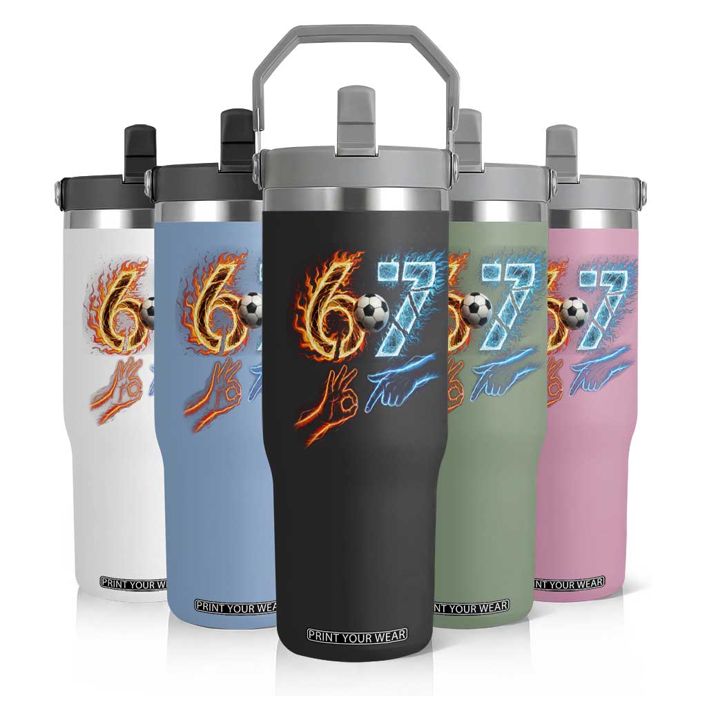 Funny Soccer Lover Flip Straw Tumbler Six Seven Meme Trending Gift TS12 Print Your Wear