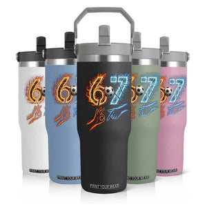 Funny Soccer Lover Flip Straw Tumbler Six Seven Meme Trending Gift TS12 Print Your Wear