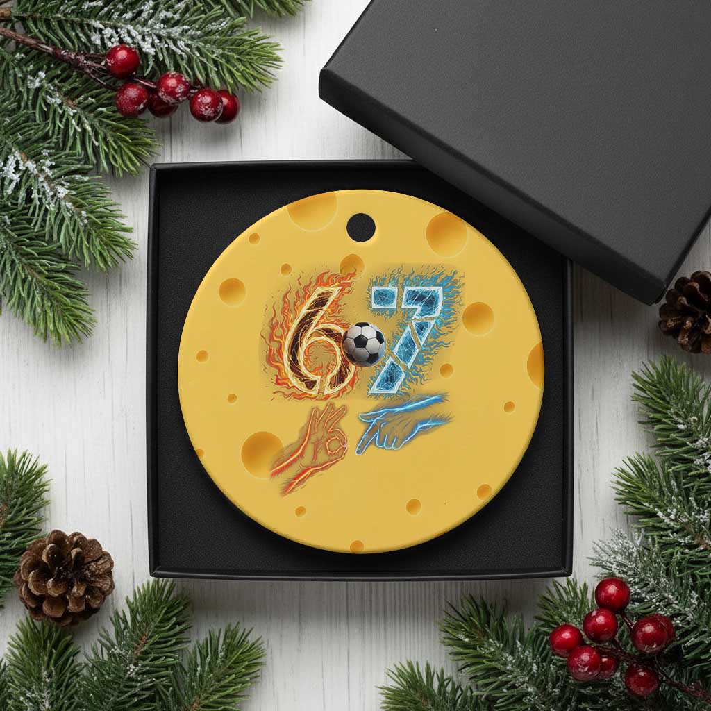 Funny Soccer Lover Ceramic Ornament Six Seven Meme Trending Gift TS12 1pc Yellow Cheese Print Your Wear