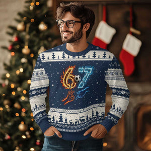 Funny Soccer Lover Ugly Christmas Sweater Six Seven Meme Trending Gift TS12 Navy Beige Print Your Wear