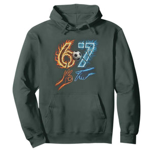 Funny Soccer Lover Hoodie Six Seven Meme Trending Gift TS12 Dark Forest Green Print Your Wear