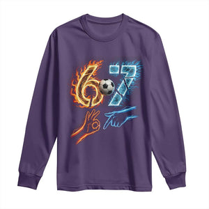 Funny Soccer Lover Long Sleeve Shirt Six Seven Meme Trending Gift TS12 Purple Print Your Wear