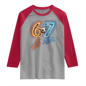 Funny Soccer Lover Raglan Shirt Six Seven Meme Trending Gift TS12 Sport Gray Red Print Your Wear