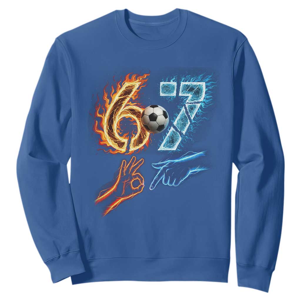 Funny Soccer Lover Sweatshirt Six Seven Meme Trending Gift TS12 Royal Blue Print Your Wear