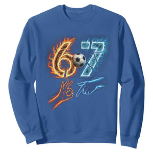 Funny Soccer Lover Sweatshirt Six Seven Meme Trending Gift TS12 Royal Blue Print Your Wear