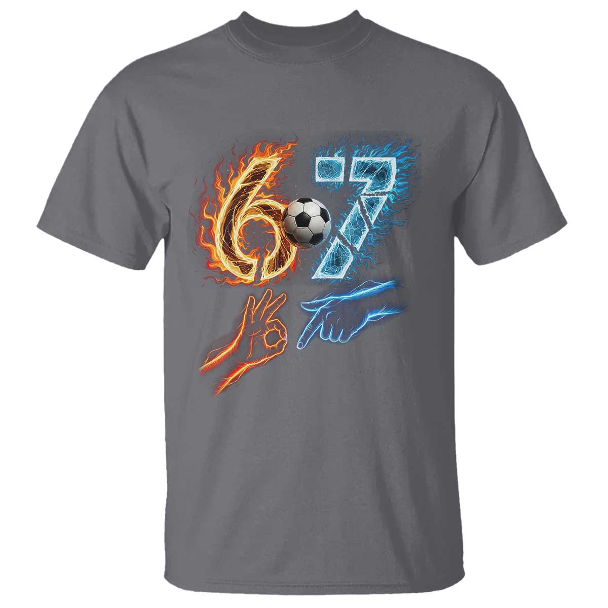 Funny Soccer Lover T Shirt Six Seven Meme Trending Gift TS12 Charcoal Print Your Wear
