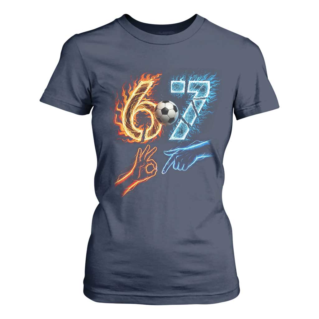 Funny Soccer Lover T Shirt For Women Six Seven Meme Trending Gift TS12 Navy Print Your Wear