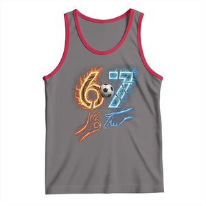 Funny Soccer Lover Tank Top Six Seven Meme Trending Gift TS12 Deep Heather Red Print Your Wear