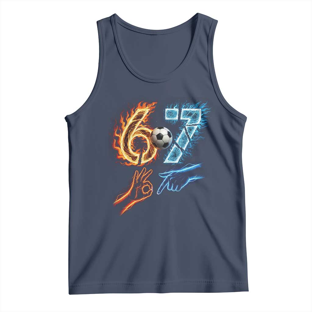Funny Soccer Lover Tank Top Six Seven Meme Trending Gift TS12 Navy Print Your Wear
