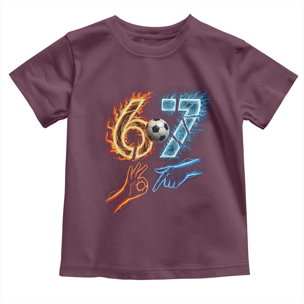 Funny Soccer Lover Toddler T Shirt Six Seven Meme Trending Gift TS12 Maroon Print Your Wear