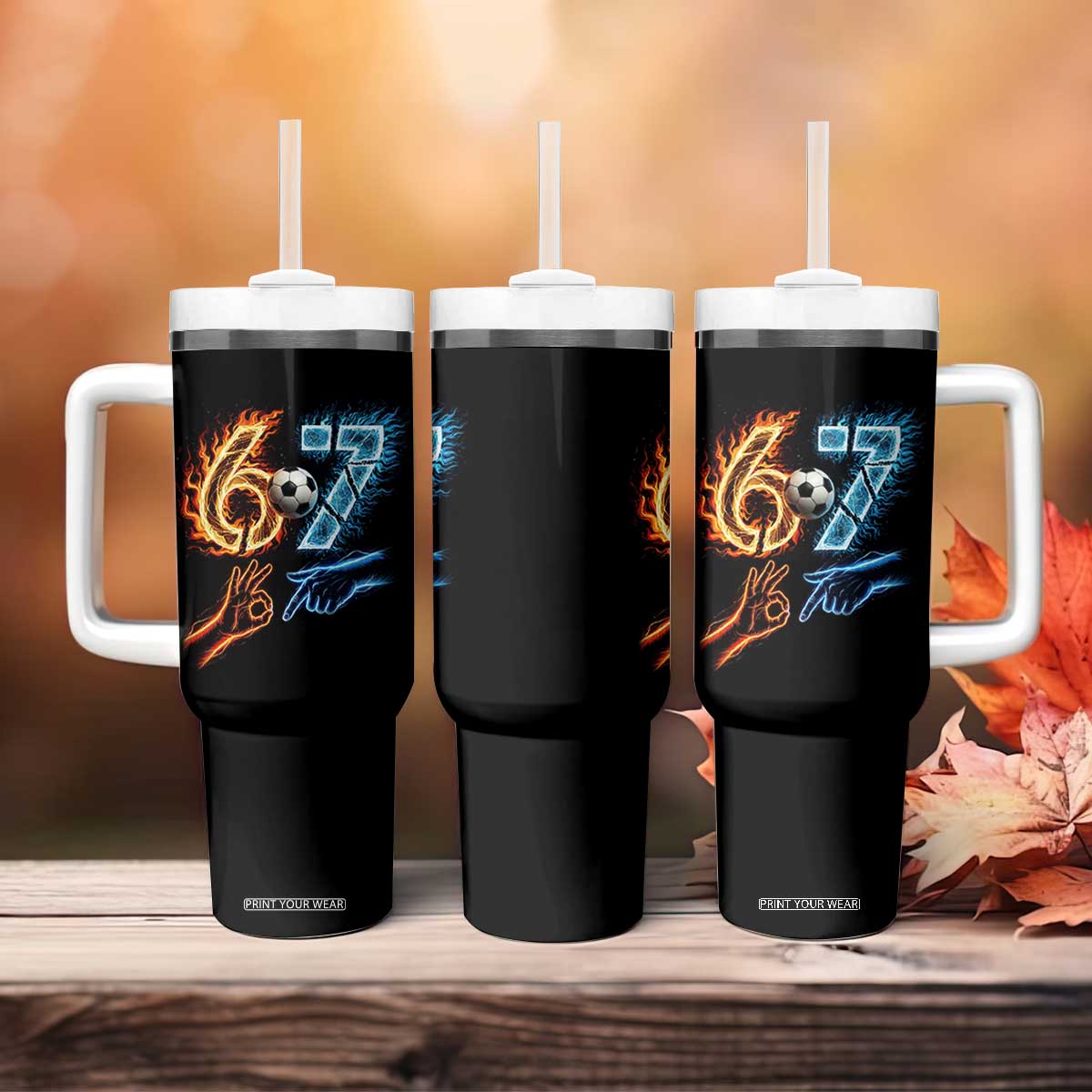 Funny Soccer Lover Tumbler With Handle Six Seven Meme Trending Gift TS12 Print Your Wear