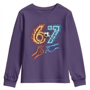 Funny Soccer Lover Youth Sweatshirt Six Seven Meme Trending Gift TS12 Purple Print Your Wear