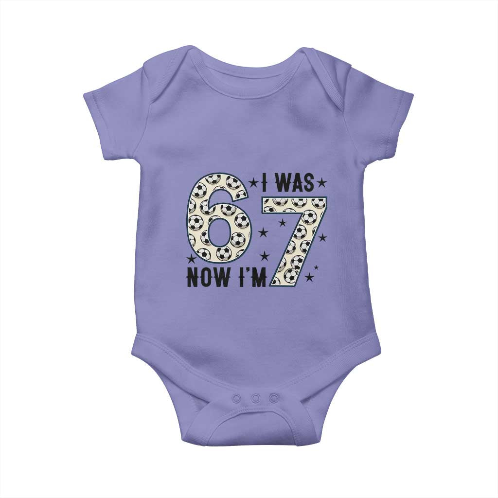 Funny Soccer Baby Onesie I Was 6 Now I Am 7 Meme TS12 Violet Print Your Wear