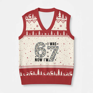 Funny Soccer V-Neck Knit Sweater Vest I Was 6 Now I Am 7 Meme TS12 Beige Red Print Your Wear