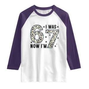Funny Soccer Raglan Shirt I Was 6 Now I Am 7 Meme TS12 White Purple Print Your Wear