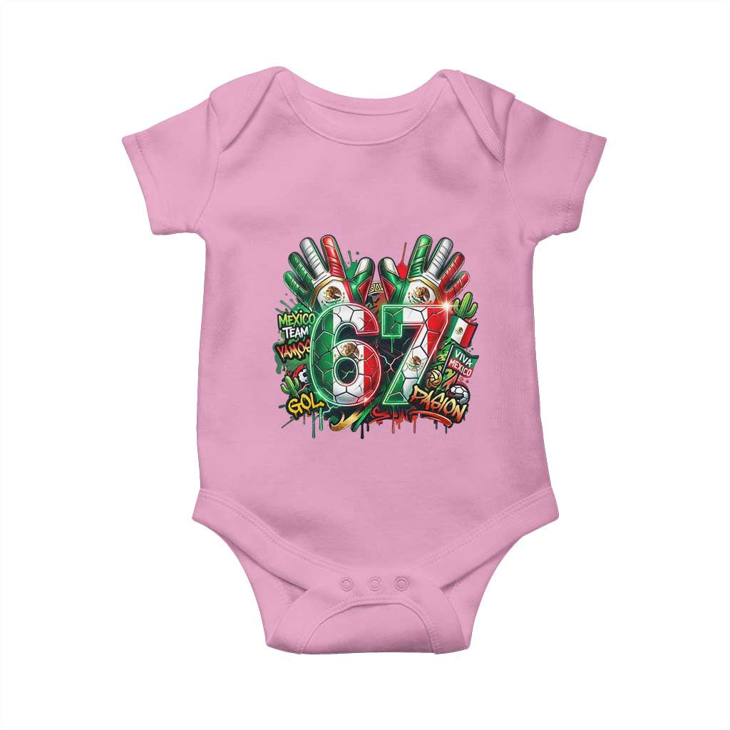 Funny Mexico Soccer Baby Onesie Six Seven Meme Trending Gift TS12 Light Pink Print Your Wear