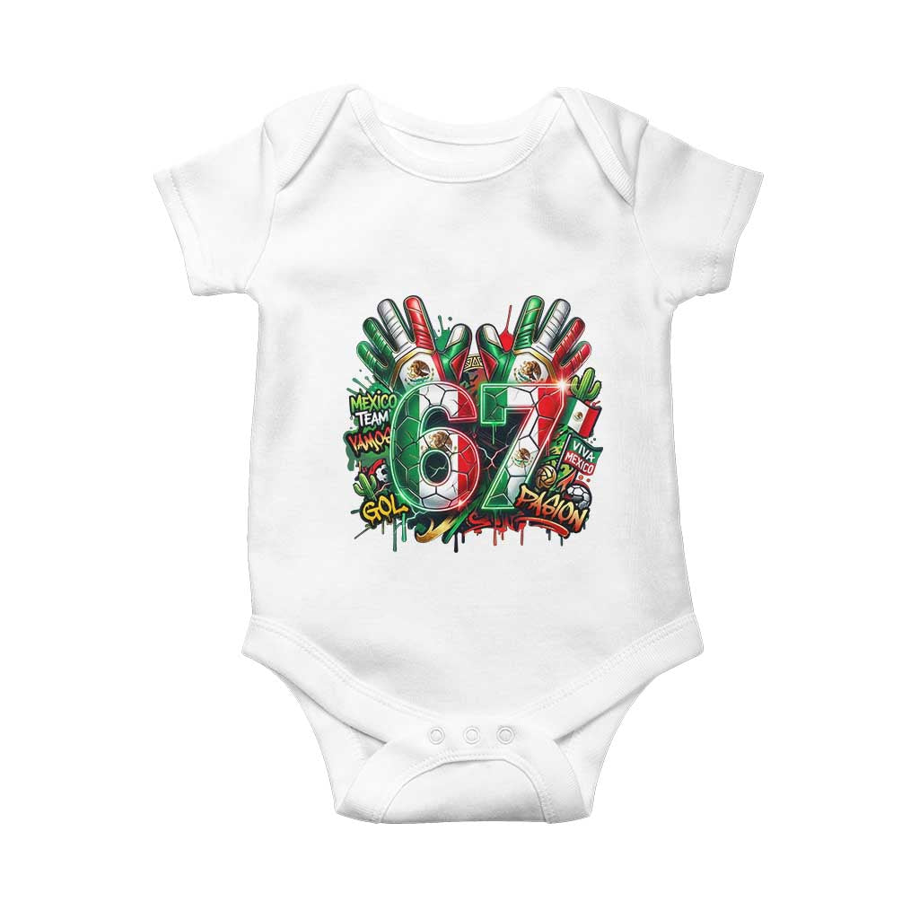 Funny Mexico Soccer Baby Onesie Six Seven Meme Trending Gift TS12 White Print Your Wear