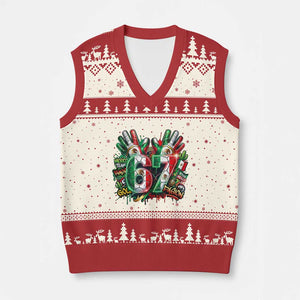 Funny Mexico Soccer V-Neck Knit Sweater Vest Six Seven Meme Trending Gift TS12 Beige Red Print Your Wear