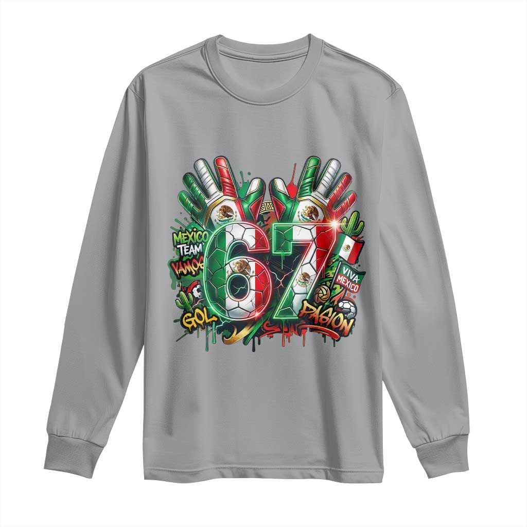 Funny Mexico Soccer Long Sleeve Shirt Six Seven Meme Trending Gift TS12 Sport Gray Print Your Wear