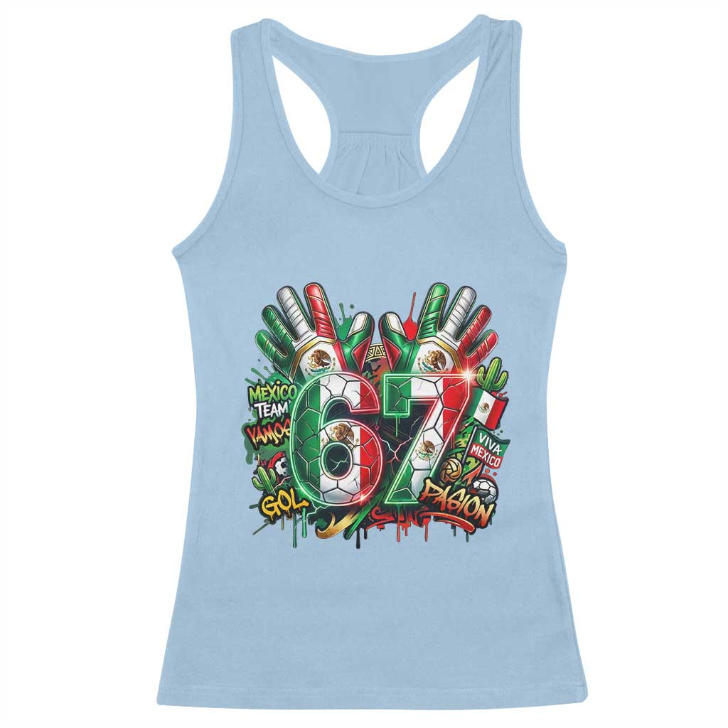 Funny Mexico Soccer Racerback Tank Top Six Seven Meme Trending Gift TS12 Light Blue Print Your Wear