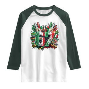 Funny Mexico Soccer Raglan Shirt Six Seven Meme Trending Gift TS12 White Dark Forest Green Print Your Wear
