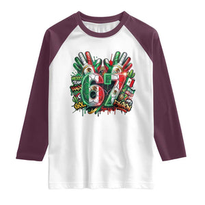 Funny Mexico Soccer Raglan Shirt Six Seven Meme Trending Gift TS12 White Maroon Print Your Wear