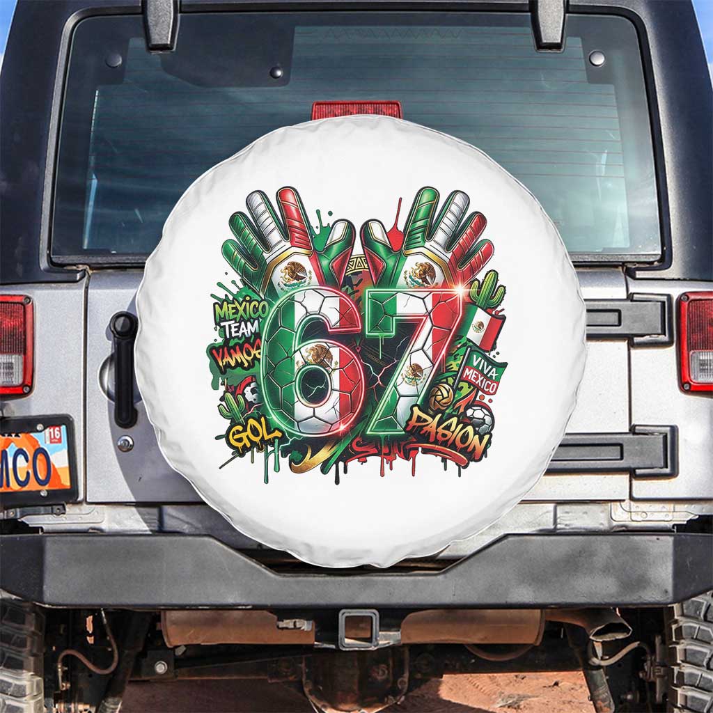 Funny Mexico Soccer Spare Tire Cover Six Seven Meme Trending Gift TS12 No hole White Print Your Wear