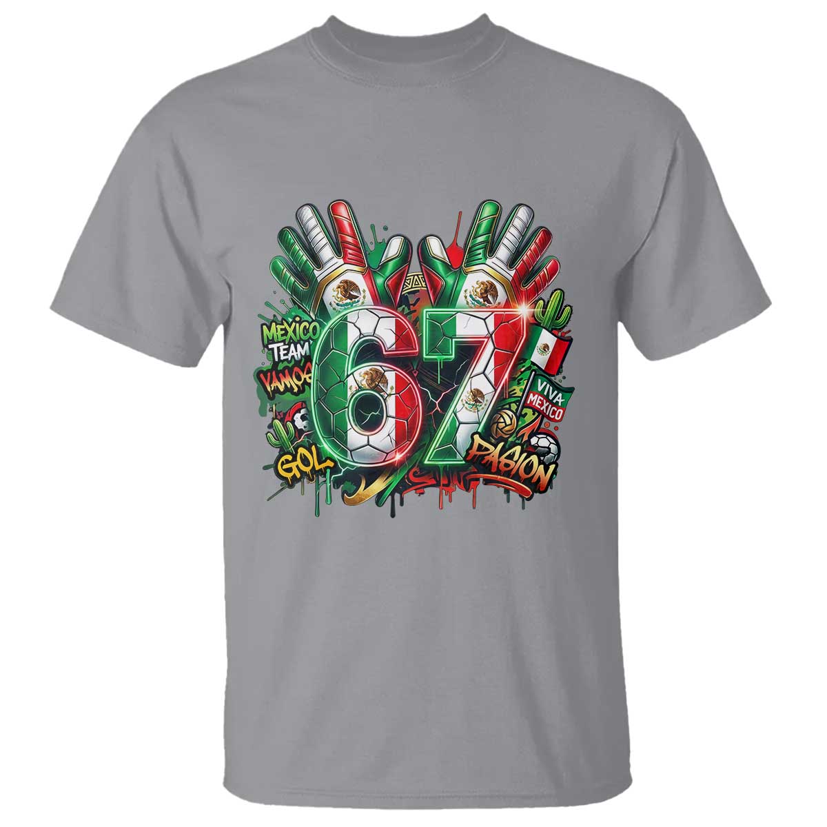 Funny Mexico Soccer T Shirt Six Seven Meme Trending Gift TS12 Sport Gray Print Your Wear