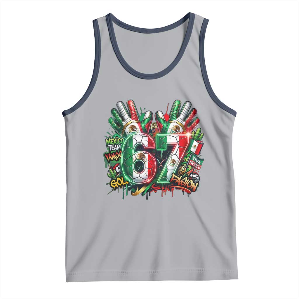 Funny Mexico Soccer Tank Top Six Seven Meme Trending Gift TS12 Athletic Heather Navy Print Your Wear