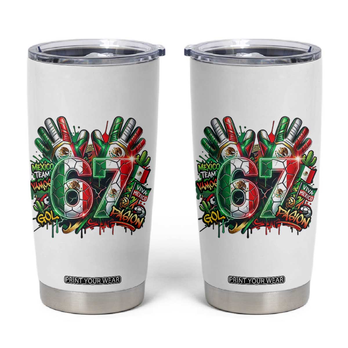 Funny Mexico Soccer Tumbler Cup Six Seven Meme Trending Gift TS12 White Print Your Wear