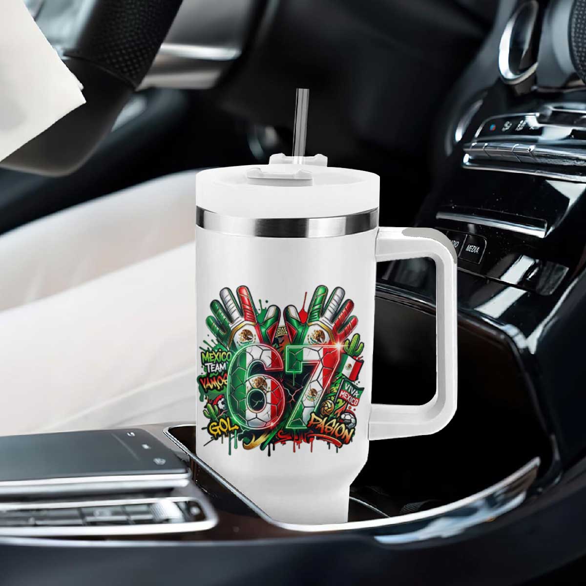Funny Mexico Soccer Tumbler With Handle Six Seven Meme Trending Gift TS12 Print Your Wear