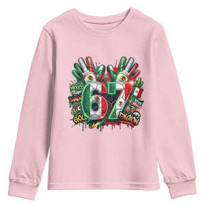 Funny Mexico Soccer Youth Sweatshirt Six Seven Meme Trending Gift TS12 Light Pink Print Your Wear
