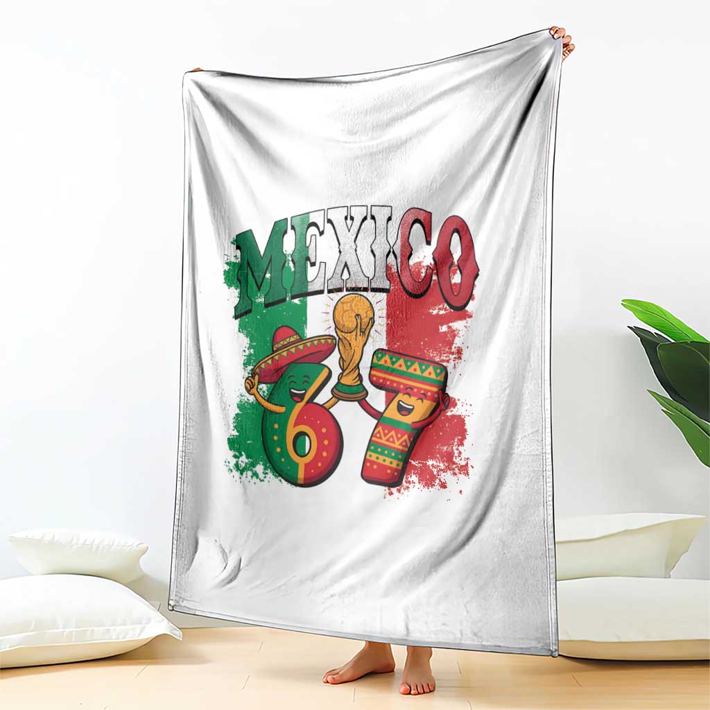 Mexico Soccer Fan Throw Blanket Funny 67 Viral Gen Alpha Slang Gift TS12 Print Your Wear