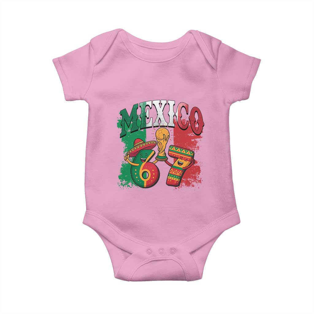 Mexico Soccer Fan Baby Onesie Funny 67 Viral Gen Alpha Slang Gift TS12 Light Pink Print Your Wear